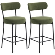 HOMCOM Modern Bar Stools Set of 2 27" Counter Height Barstools, Green