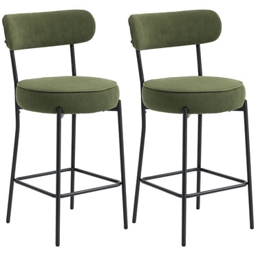 HOMCOM Modern Bar Stools Set of 2 27" Counter Height Barstools, Green