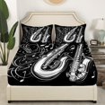 thumbnail image 3 of Music Full Sheets Retro Saxophone Instrument Bed Sheets Set,Adults Woman Men Music Notes Sheet Set for Kids Boys Girls Jazz Saxophone Musical Flat Fitted Sheet,Black, 3 of 7