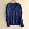 thumbnail image 2 of aohooy Cardigan with Buttons Women Knit V-Neck Soft Cardigans Solid Open Front Long Sleeve Sweaters Navy,XXXL, 2 of 9