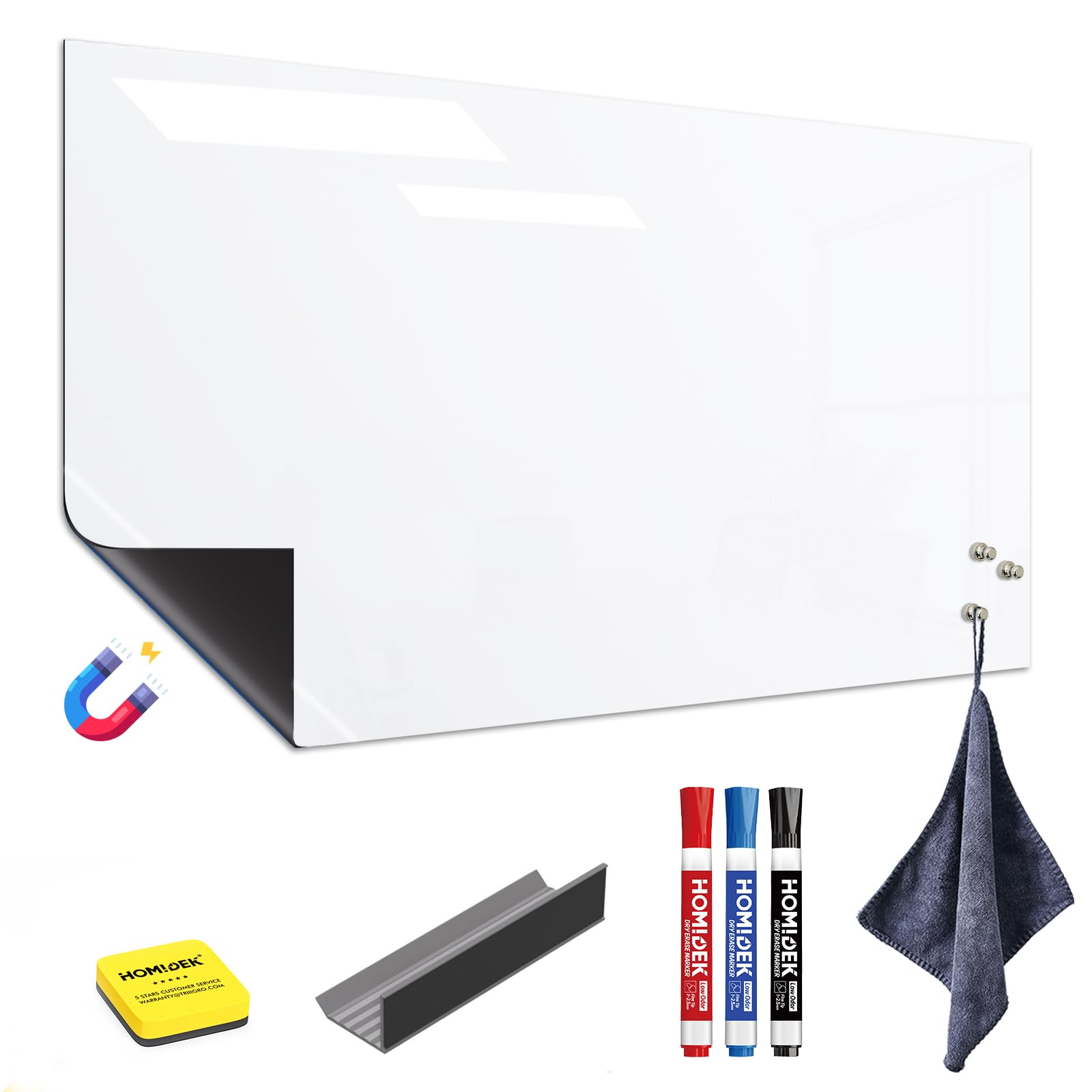 HOMiDEK Large Magnetic Backing Whiteboard: 47x72 Flexible Dry Erase Writing Sheet, Removable White Board for Fridge and Any Iron-containing Surface,