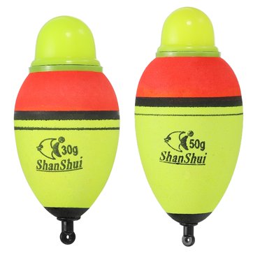 Unique Bargains 1oz 1.8oz Lighted Fishing Slip Bobbers EVA Light Up Fishing Float, Yellow, 2 Pack