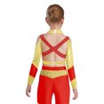 thumbnail image 2 of YiZYiF Girls Acrobatics Dance Tops Long Sleeve Rhinestone Shiny Color Block Cross Back Cutout for Gymnastics Sport Wear Red 6, 2 of 5