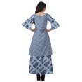 thumbnail image 2 of Moomaya Printed High Low Crop Top Kurti Palazzo Set Ethnic Indian Clothing Set For Womens, 2 of 8
