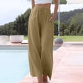 thumbnail image 2 of FAIWAD Women's Summer Linen Wide Leg Pants Drawstring High Waist Palazzo Flowy Beach Trousers with Pockets, 2 of 6