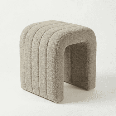 Aykah Arc Upholstered Ottoman Stool, Curved Arch Design, Modern Accent Seating, Modern Bedroom Bench, Upholstered End of Bed Bench (Hazelnut Cream)