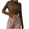 thumbnail image 1 of Timegard Going out Tops for Women Ruched Long Sleeve Slim Undershirts Basic Tee Fall Casual Comfy Tops, 1 of 7
