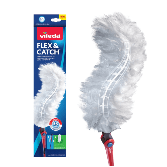 Vileda Flex & Catch Heavy Duty Dusting Kit with 3 ft. Handle and 3 Refills