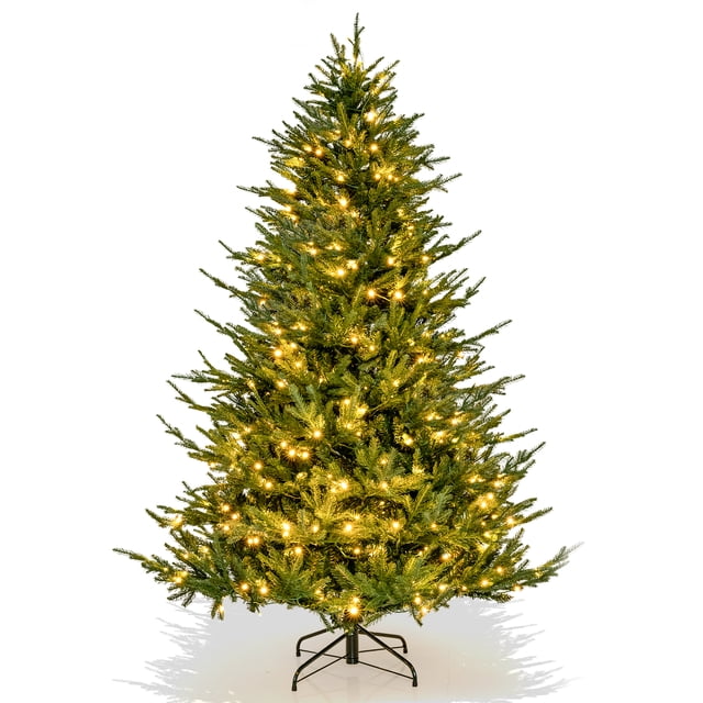 Patiojoy 6FT Artificial Christmas Tree Pre-lit Xmas Tree with 280 Warm White LED Lights 8 Lighting Modes 788 PE & PVC Branch Tips