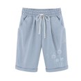 thumbnail image 1 of Plebaso Womens Casual Shorts Knee Length Rull up Printed Shorts Straight Summer Short Pants with Pockets, 1 of 3