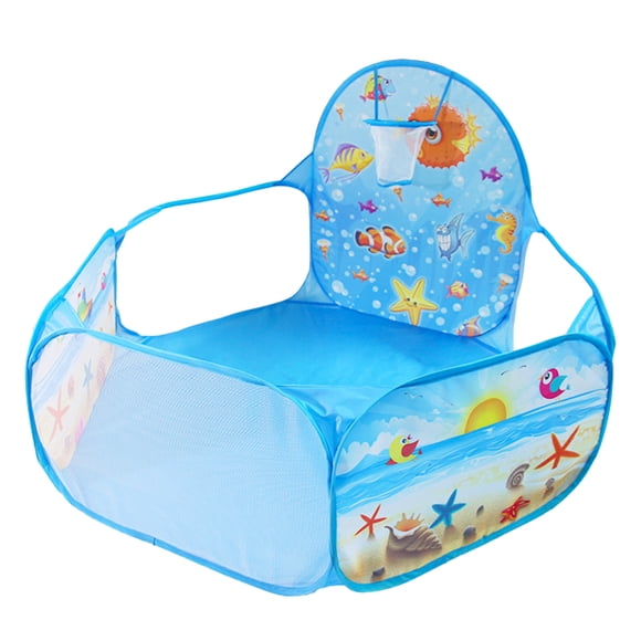 Kids Ball Pit Blue Polyester Cloth Iron Hexagonal Indoor Play 1Pcs 47.16X47.16X28.30in