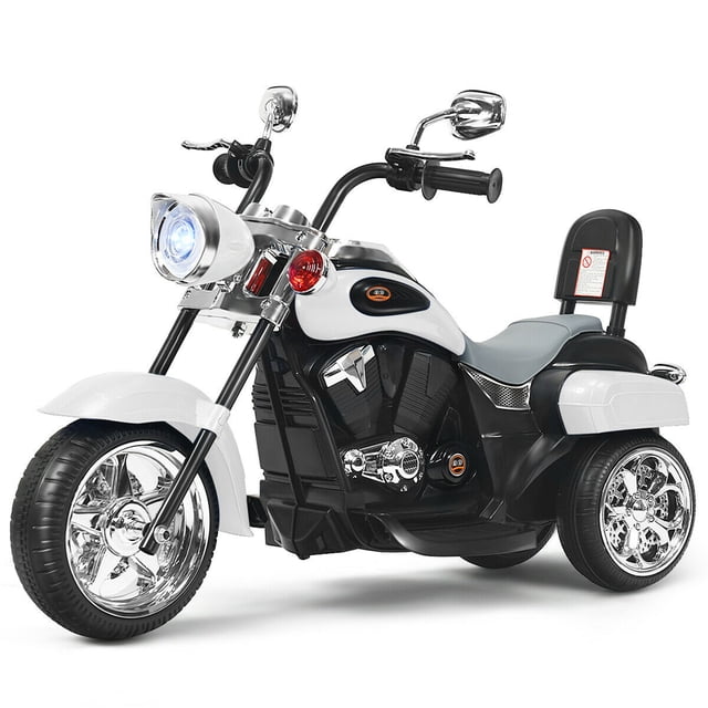 Gymax 6V Kids Ride On Chopper Motorcycle 3 Wheel Trike with Headlight White