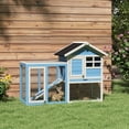 thumbnail image 2 of PawHut 48" Wooden Rabbit Hutch With Slant Roof and Run, Light Blue, 2 of 9