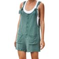 thumbnail image 1 of TopLLC Women's Summer Casual Rompers Sleeveless Loose Spaghetti Strap Short Jumpsuits Overalls Solid Button Bodysuit Playsuit With Pockets, 1 of 9
