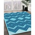 thumbnail image 3 of Ahgly Company Tapis d'Intérieur Ronds Transitionnels Bleus Lavables à la Machine, 5 Pieds Rond, 3 of 7