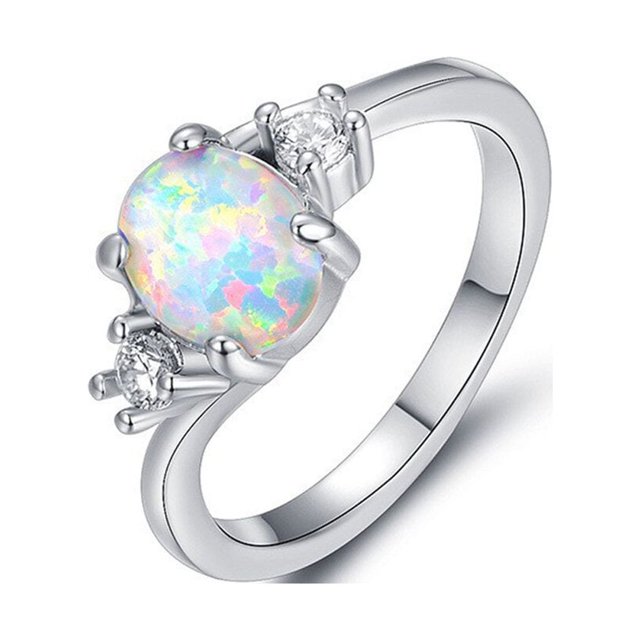 thinsony Female Silver Ring Portable Zircon Rhinestone Rings Girlfriends Bridal Ornaments Jewellery Accessory Wedding Engagement White Size 9