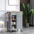 thumbnail image 2 of HOMCOM Compact Kitchen Trolley Utility Cart on Wheels with Open Shelf Grey, 2 of 10