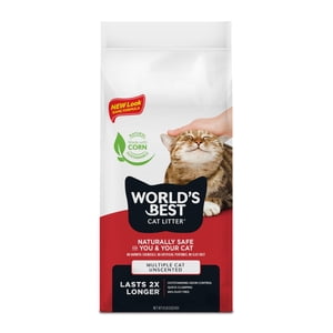 WORLD'S BEST CAT LITTER Nombreux Cat Sans parfum 8-Pounds - Ingrédients naturels Clumping rapide Flushable 99% Sans poussière & Fait en USA - Contrôle de l'odeur à long terme & Facile à balayer