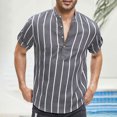 thumbnail image 3 of Lolmot Shirts for Men, Mens Fashionable Short Sleeved Stand Up Collar Button Top, 3 of 6
