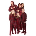 thumbnail image 1 of Pyjama Assorti pour la Famille en Molleton à Carreaux Buffalo Rouge et Noir avec Capuchon et Pieds, 1 of 2