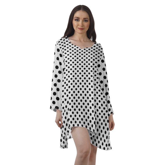 Moomaya Robe de Cocktail Imprimée à Manches Longues Tenues de Noël Robe Courte pour les Fêtes