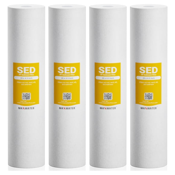 Max Water 5 Micron 20 x 4.5 Sediment Filter 20 inch Whole House BB Water Filteration System Replacement Compatible Cartridge DGD-5005-20, FP25B, AP81