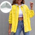 thumbnail image 2 of RXMEKW Womens Shirts Casual, Solid Color Denim Jacket with Detachable Hood, 2 of 9