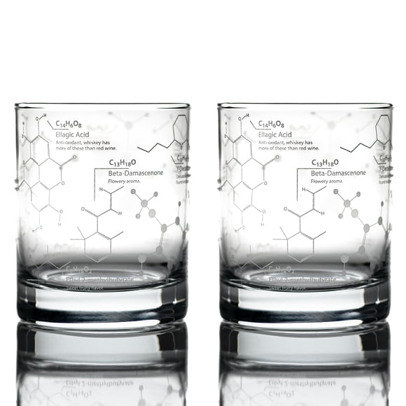 Greenline Goods Whiskey Glasses - 10 oz Tumbler Science of Whisky Glass - Etched with Whiskey Chemistry Molecules | Old Fashioned Rocks Glassware