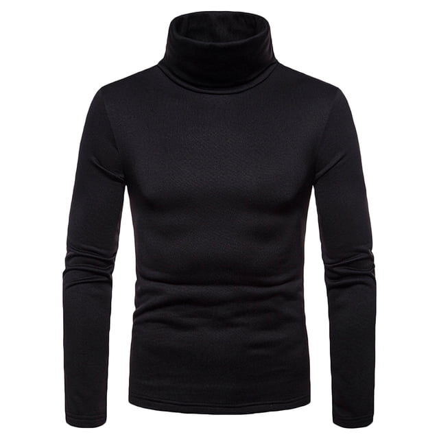 Chandail à Col Roulé Uni à Manches Longues pour Hommes, Chandail de Base, Chemisier de Couleur Noire Unie. la Chemise Présente un Col Roulé Haut, des Manches Longues et un design Ajusté. Fabriquée en Mélanges de Coton, Elle Convient aux Saisons de Printemps et d'Automne. Idéale pour un Usage Décontracté, Quotidien Ou Extérieur, et s'Agence Bien avec des jeans en denim. Offerte en Tailles m, L, TG et TTG.
