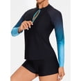 thumbnail image 4 of Charmo Women Two Piece Rashguard Sets Long Sleeve Swim Tops& Boy Shorts, 4 of 6
