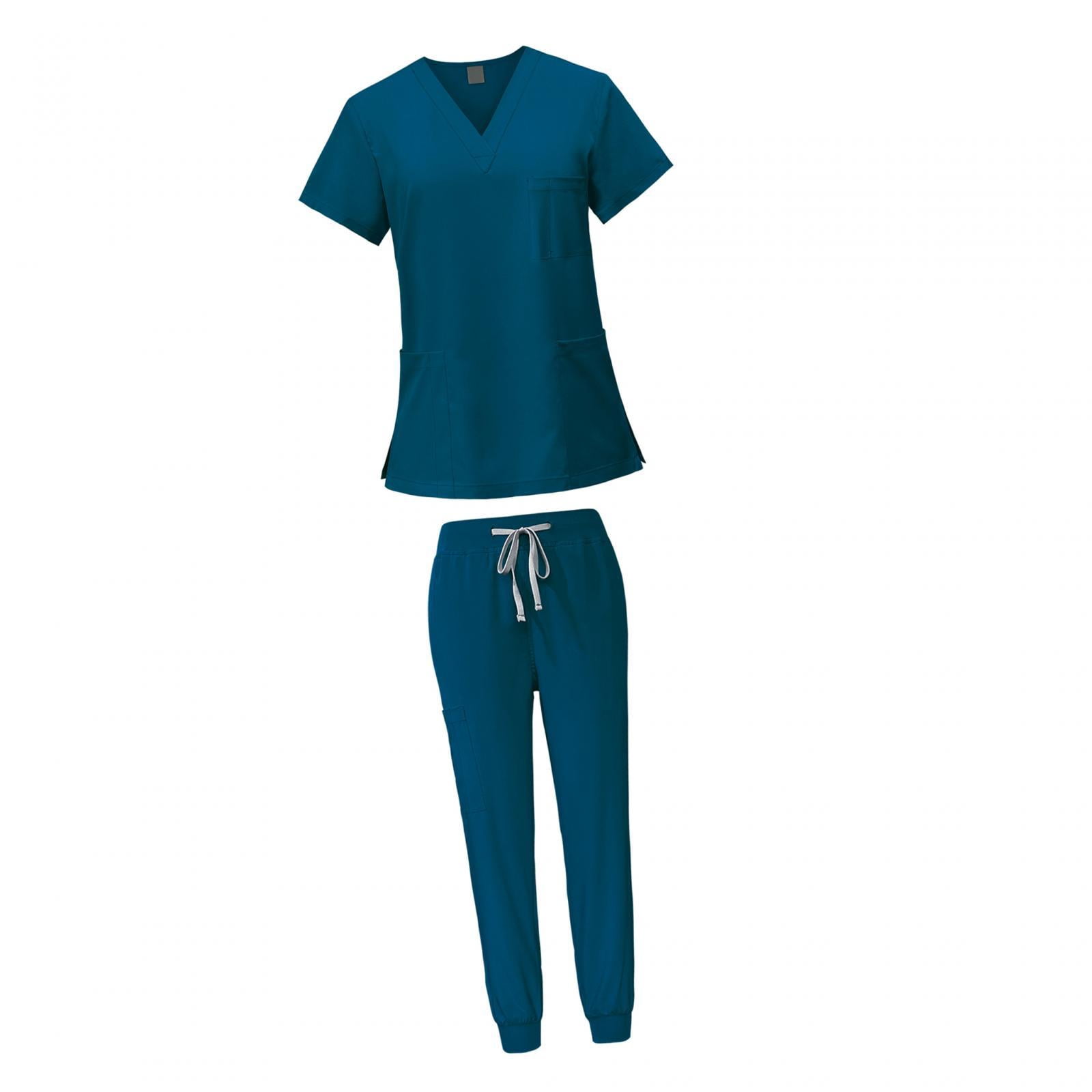 Female Scrub Set V Neckline Nurse Workwear for Beauty Center SPA Cosmetology XL