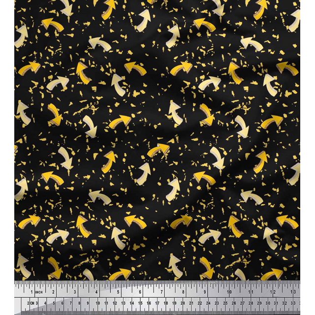 Soimoi Black polyester Crepe Fabric Abstract & Arrow Symbol Print Fabric by Yard 42 Inch Wide