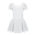 thumbnail image 1 of Oyolan Kids Girls Ruffle Short Sleeve Gymnastics Leotard Tutu Dress Basic Ballet Dance Clothings White 3-4, 1 of 7