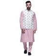 thumbnail image 1 of Atasi Kurta Pyjama Traditionnel Uni à Col Mandarin avec Ensemble de Veste Imprimée, 1 of 3