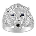 thumbnail image 1 of RYLOS Lion Head Ring Black Diamond Mouth & Gemstone Eyes Fun Designer Rings Sapphire Sterling Silver Jewelry Size 13, 1 of 7