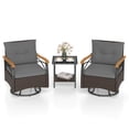 thumbnail image 2 of Costway 3 PCS Outdoor Swivel Chair Set with 2-Tier Tempered Glass Side Table Cushions, 2 of 10