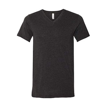 Bella Canvas Mens Jersey V-Neck Tee, 2XL, Black Heather