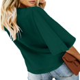 thumbnail image 3 of CHUANK Women‘s Button Down V Neck Tops Ruffled 3/4 Sleeve Tie Knot Front Blouses White Sizes S-2XL, 3 of 3