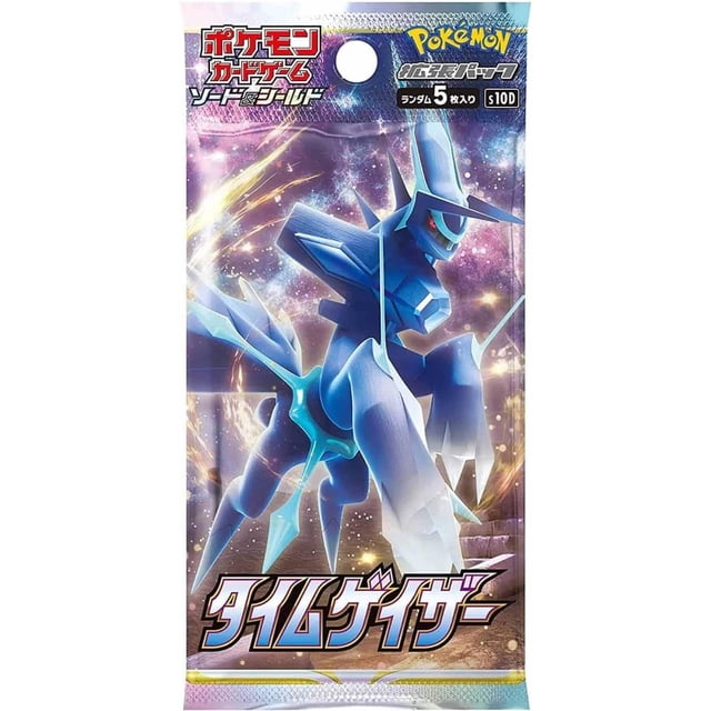 Pokemon Card Game Japanese Time Gazer S10D Booster Pack with cosmic-themed packaging featuring Dialga artwork. Includes 5 collectible trading cards per pack.
