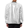 thumbnail image 3 of INSPIRE CHIC Vestes pour Hommes à Manches Longues à Fermeture Éclair Blouson Bomber Pailleté Manteaux TG Argent, 3 of 6