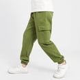 thumbnail image 4 of MIASHUI Girls Sweatpants Unisex Children Cargo Pants Kids Solid Color Trousers,Green,11-12 Years, 4 of 4
