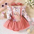 thumbnail image 2 of MIASHUI Tenue de Pâques pour Bébé Fille Barboteuse à Manches Longues Jupe à Bretelles Lapin Robe Salopette, Rouge Brique, 12-18 Mois, 2 of 9