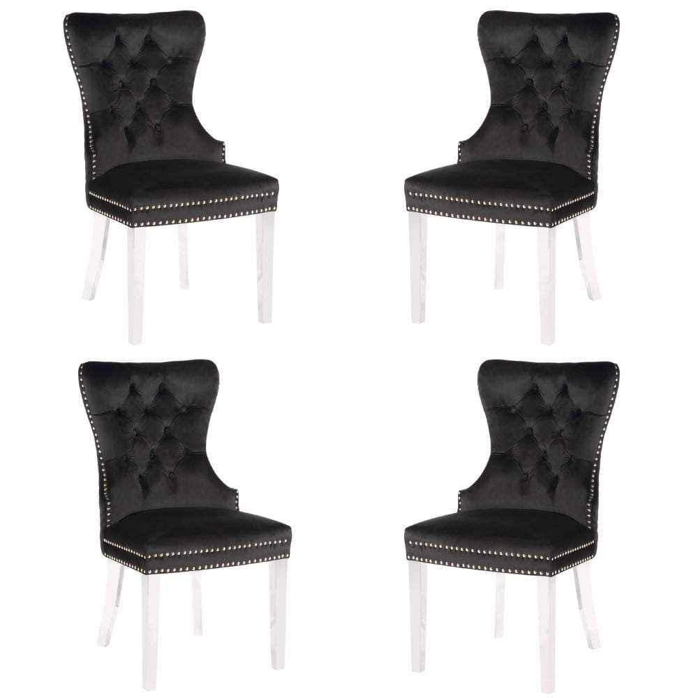 CHAISE DE SALLE À MANGER À AILES en Noir ENSEMBLE DE 4