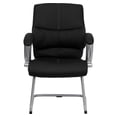 thumbnail image 2 of Black Leather Executive Side Reception Chair with Silver Sled Base, 2 of 5