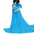 thumbnail image 1 of Vedolay Maternity Dress Summer Maternity Strapless Ruched Maxi Tube Dress with Pockets Pink M, 1 of 4
