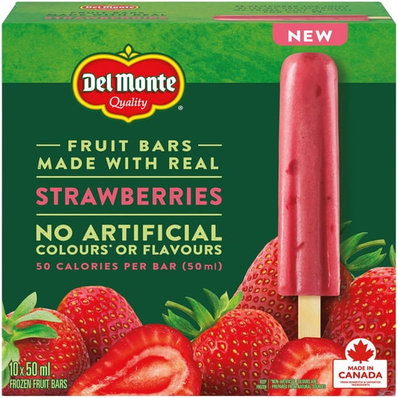 DEL MONTE Strawberry Frozen Fruit Bars, 10 x 50 ml