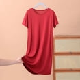 thumbnail image 1 of Ovzne Robes pour Femmes Robe pour Femme Robe à Manches Courtes pour Femmes Jupe d'Été Mince Ample Robe Décontractée Couleur Unie Robe de Nuit à la Maison Robe de Printemps Manches Courtes Liquidation, 1 of 4