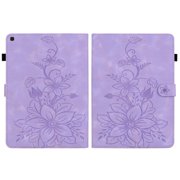 XYX Tablet Case for Samsung Galaxy Tab A 10.1 Inch 2019 Release SM-T510 SM-T515, Lily Flower Pattern PU Leather Multiple Viewing Angles Stand Slim Folio Tablet Cover (Purple)