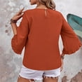 thumbnail image 4 of Timegard Hauts pour Femmes Volants Manches Mi-Longues Col Ras du Cou Ample Confortable Hauts Blouse Décontracté Été Printemps Couleur Unie, 4 of 7