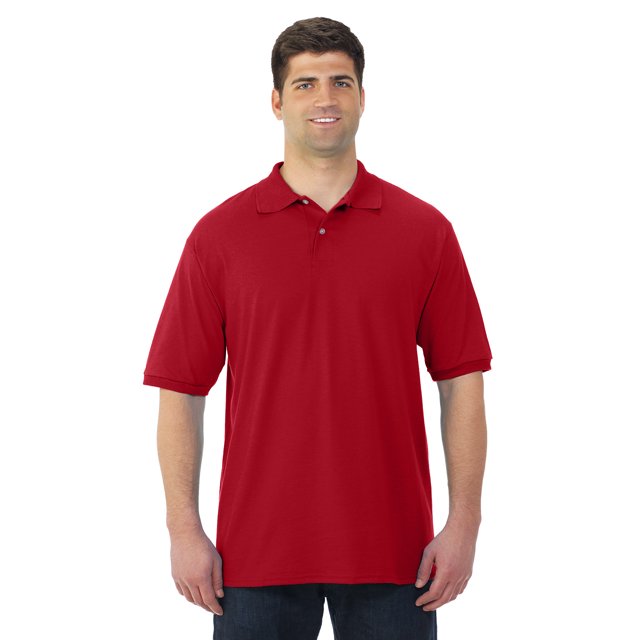 Jerzees Mens SpotShield Short Sleeve Jersey Sport Shirt, M, True Red